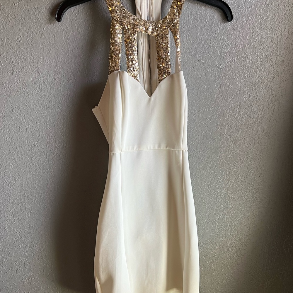 White/Cream & Gold Sexy Dress
